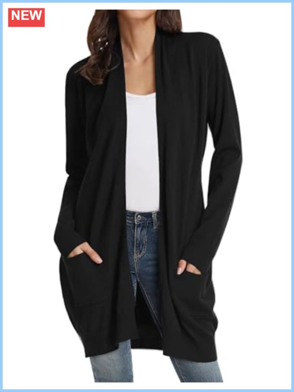 Long Cardigan for Women Open Front Lightweight Knit with Pockets Casual